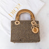 Christian Dior Lady Dior Mini Crystal Embellished Metallic Leather Bag