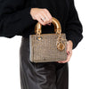 Christian Dior Lady Dior Mini Crystal Embellished Metallic Leather Bag