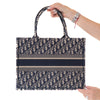 Christian Dior Medium Dior Book Tote Bag Ecru And Blue Dior Oblique Embroidery