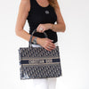 Christian Dior Medium Dior Book Tote Bag Ecru And Blue Dior Oblique Embroidery