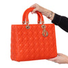 Dior Large  Lady Dior Orange Leather Bag