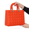 Dior Large  Lady Dior Orange Leather Bag