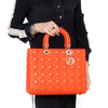 Dior Large  Lady Dior Orange Leather Bag