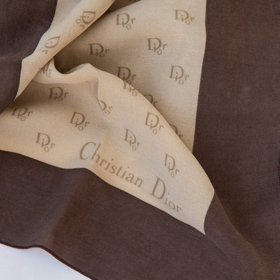 Christian Dior Vintage Silk Brown Scarf