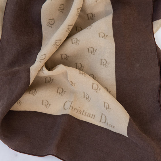 Christian Dior Vintage Silk Brown Scarf