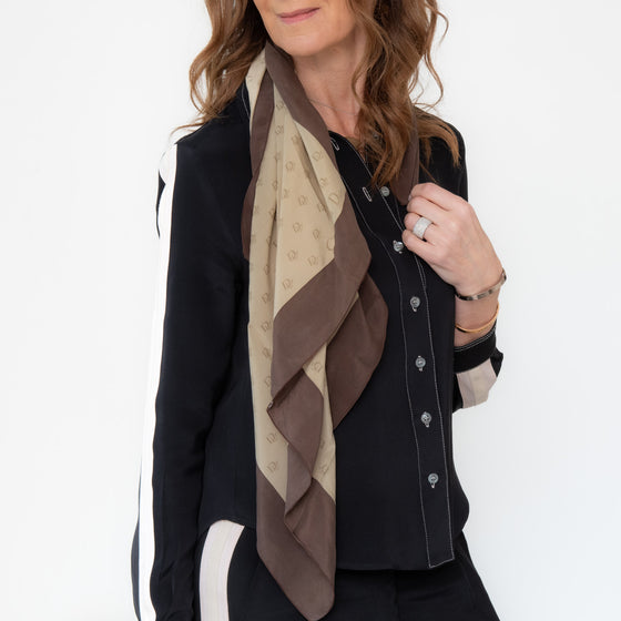 Christian Dior Vintage Silk Brown Scarf