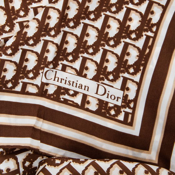 Dior Brown Silk Logo Scarf