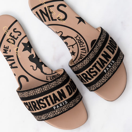 Dior Beige And Black Union Ember Dway Cloth Sandals