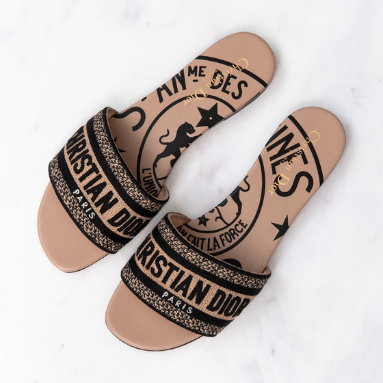 Dior Beige And Black Union Ember Dway Cloth Sandals
