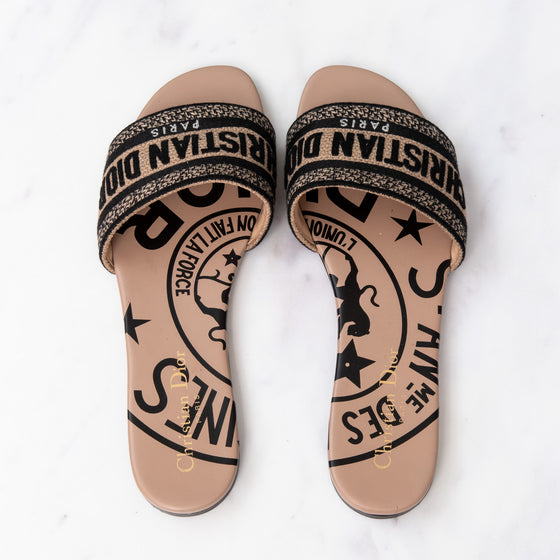 Dior Beige And Black Union Ember Dway Cloth Sandals