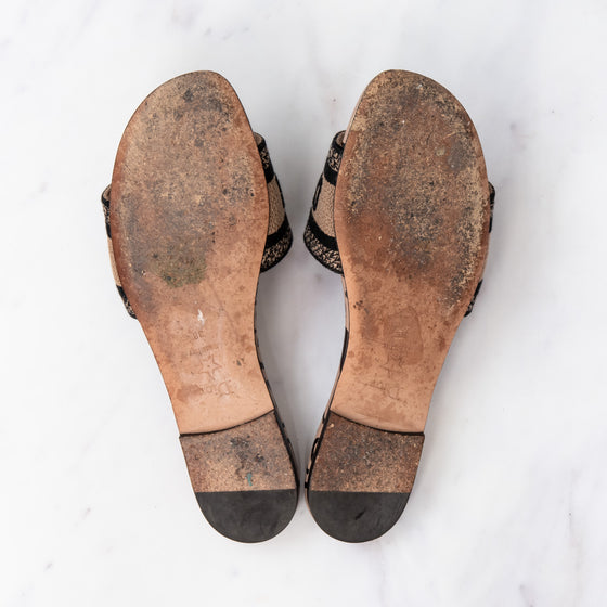 Dior Beige And Black Union Ember Dway Cloth Sandals