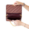 Christian Dior Vintage Burgundy Leather And Oblique Fabric Envelope Bag