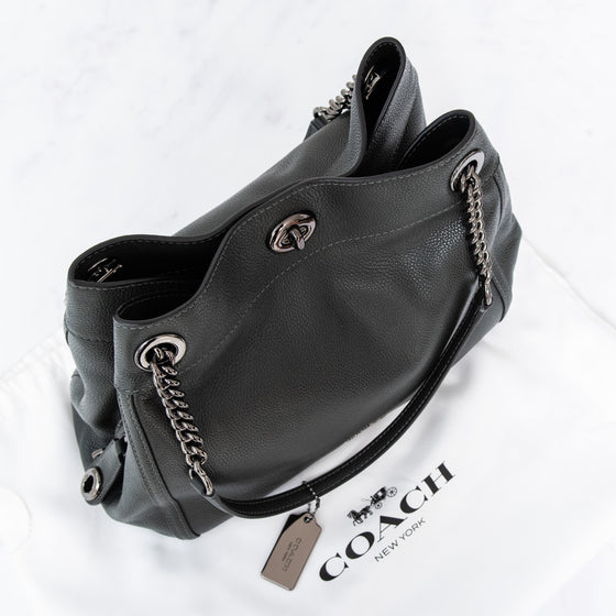 Coach Edie Grey Leather Shoulder Bag