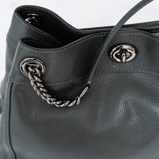 Coach Edie Grey Leather Shoulder Bag