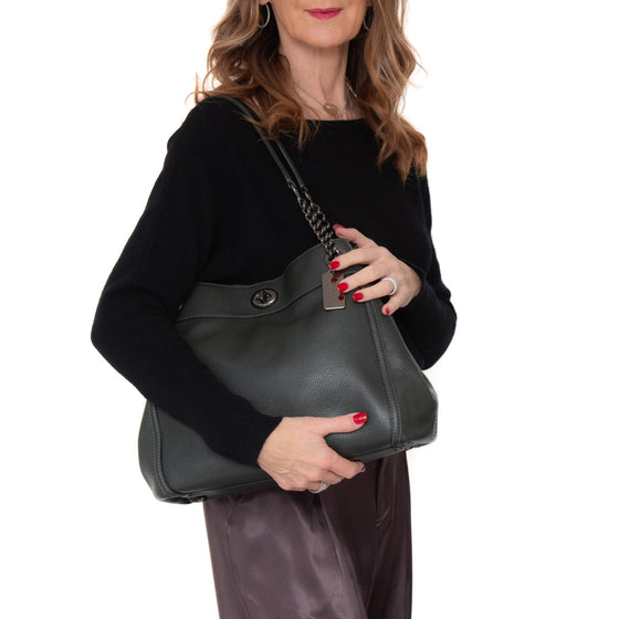 Coach Edie Grey Leather Shoulder Bag