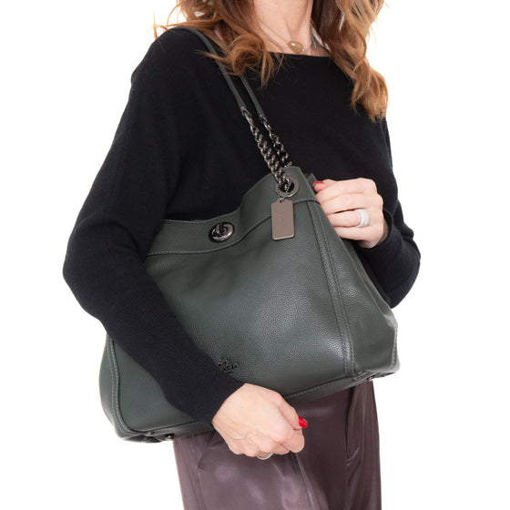 Coach Edie Grey Leather Shoulder Bag