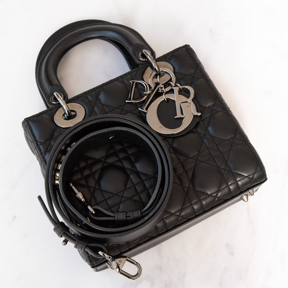 Christian Dior Lady Dior Black Leather Small Bag