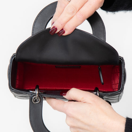Christian Dior Lady Dior Black Leather Small Bag
