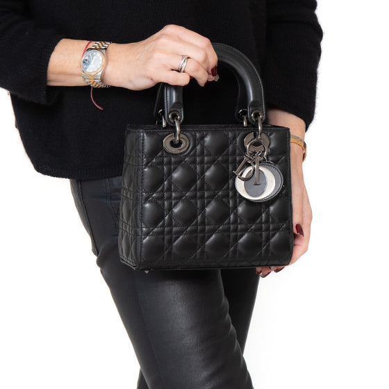 Christian Dior Lady Dior Black Leather Small Bag