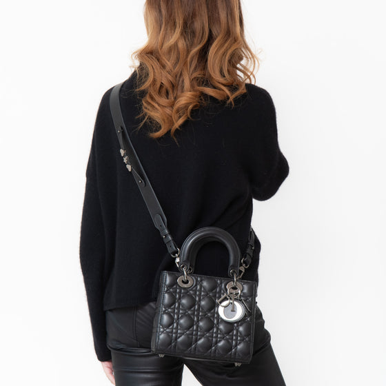 Christian Dior Lady Dior Black Leather Small Bag