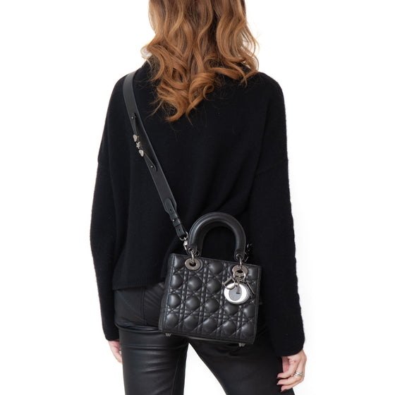 Christian Dior Lady Dior Black Leather Small Bag