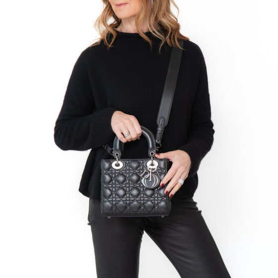 Christian Dior Lady Dior Black Leather Small Bag