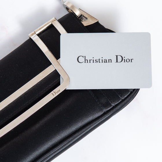 Dior Black Pleated Satin Frame Bag