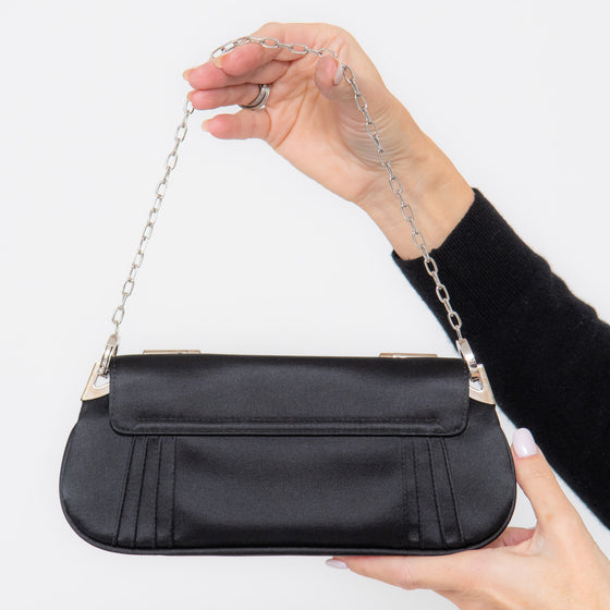 Dior Black Pleated Satin Frame Bag