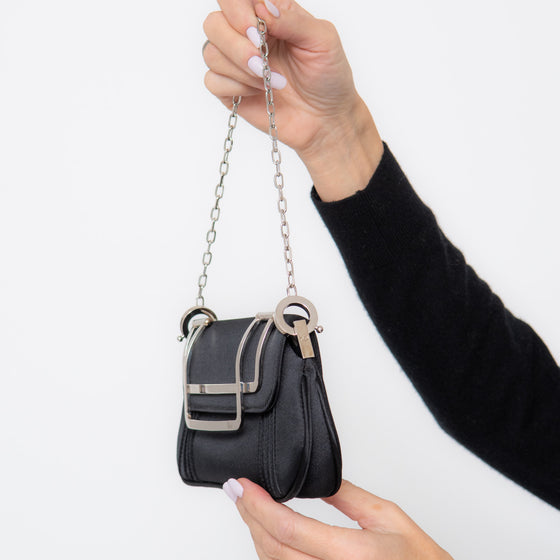 Dior Black Pleated Satin Frame Bag