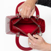 Dior Red Cannage Patent Leather Medium Lady Dior Tote