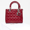 Dior Red Cannage Patent Leather Medium Lady Dior Tote