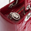 Dior Red Cannage Patent Leather Medium Lady Dior Tote