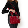 Dior Red Cannage Patent Leather Medium Lady Dior Tote