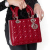 Dior Red Cannage Patent Leather Medium Lady Dior Tote