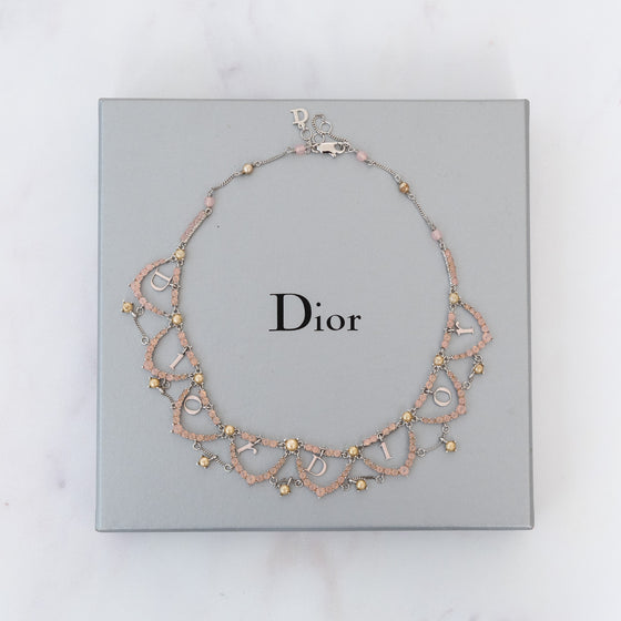 Christian Dior Vintage Jewelled Dangling Logos Necklace