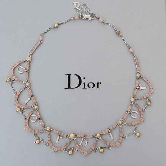 Christian Dior Vintage Jewelled Dangling Logos Necklace