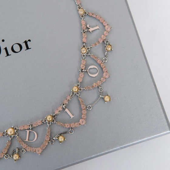 Christian Dior Vintage Jewelled Dangling Logos Necklace