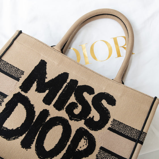 Dior Medium Beige And Black Miss Dior Book Tote Bag