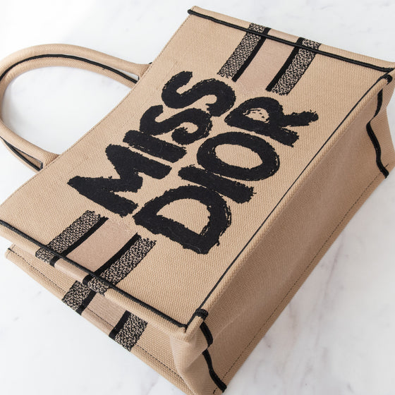 Dior Medium Beige And Black Miss Dior Book Tote Bag