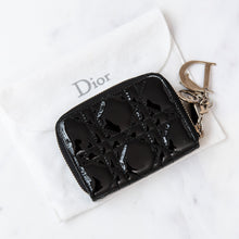  Dior Lady Dior Black Patent Leather Zip Around  Purse