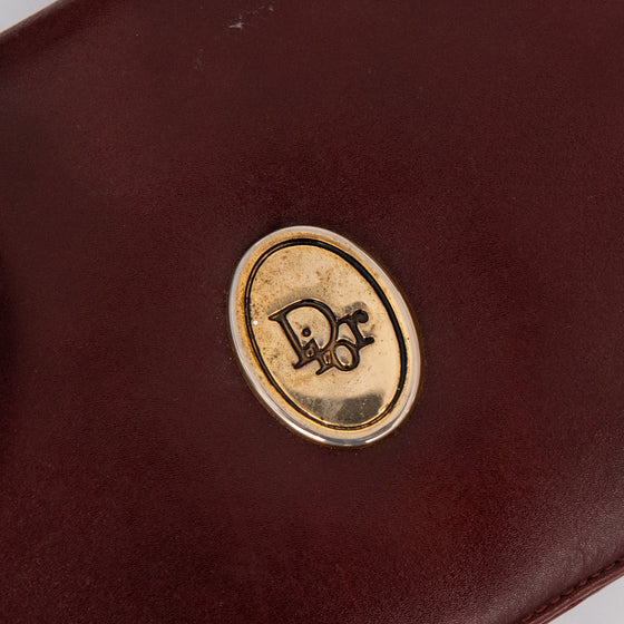 Dior Vintage Burgundy Leather Crossbody Clutch Bag
