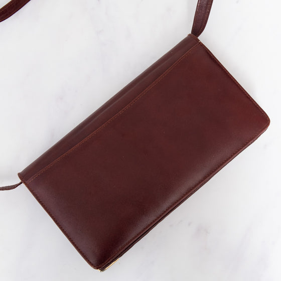 Dior Vintage Burgundy Leather Crossbody Clutch Bag