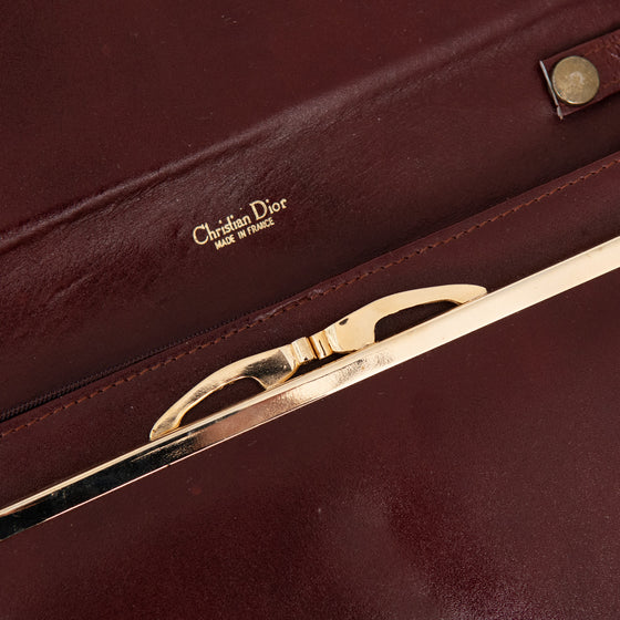 Dior Vintage Burgundy Leather Crossbody Clutch Bag