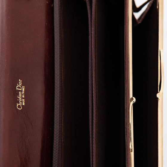 Dior Vintage Burgundy Leather Crossbody Clutch Bag
