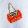 Dolce & Gabbana Orange Crystal Embellished Raffia Miss Dolce Bag