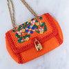 Dolce & Gabbana Orange Crystal Embellished Raffia Miss Dolce Bag