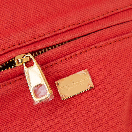 Dolce & Gabbana Orange Crystal Embellished Raffia Miss Dolce Bag