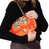 Dolce & Gabbana Orange Crystal Embellished Raffia Miss Dolce Bag