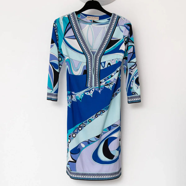 emilio pucci blue dress Emilio Pucci Blue Print Dress – EVEYSPRELOVED