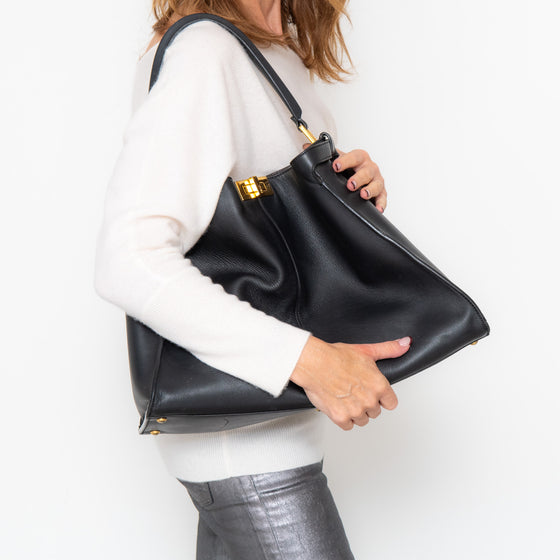 Fendi Peekaboo Black Leather Shoulder Bag